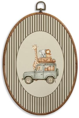 SONMYSULIL Vintage Jungle Animal Nursery Car Wall Art Decor, Kids Room Oval by Unknown