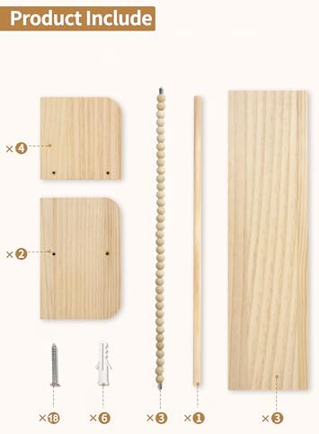 Maxpeuvon Nursery Shelves for Wall Set of 3, Natural Wood Floating Shelves - Image 5