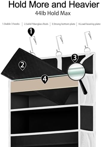 TAHAVICE 1Pack Over the Door Organizer Storage, 5 Large & 10 Mesh Pockets - Image 3