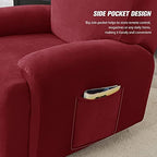 Stretch Recliner Covers, 4-Piece Ultra Soft Velvet Recliner Chair Slipcover - Image 4