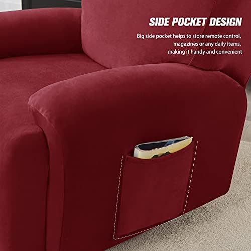 Stretch Recliner Covers, 4-Piece Ultra Soft Velvet Recliner Chair Slipcover - Image 4