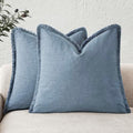 Foindtower Decorative Linen Fringe Throw Pillow Covers 18×18 Misty Blue by Foindtower