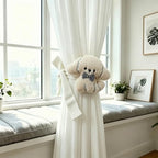 2 Pack Neutral Nursery Decor Cartoon Grey Dog Curtain Tiebacks, Cute & by YGNNIU