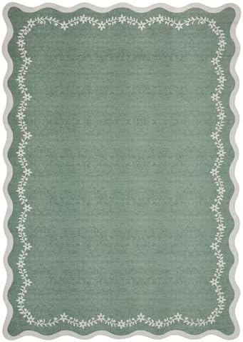GarveeHome 3x5 Scalloped Washable Area Rug Non Slip Bedroom Entryway Rug - Image 5