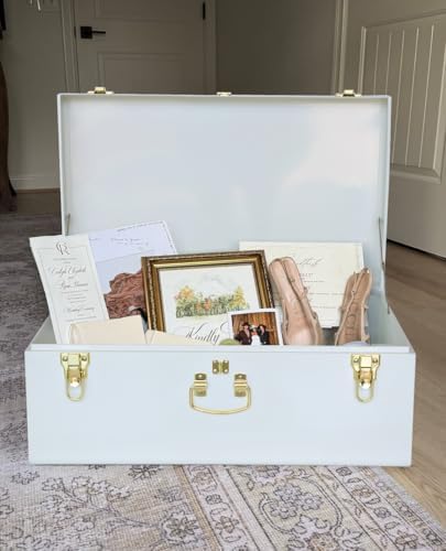 Vixdonos Large Metal Trunk Decorative Storage Box College Dorm Chest - Image 4