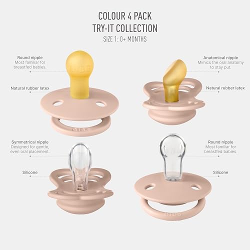 BIBS Try-It Collection | 4-Pack Soothers | BPA-Free Round, Anatomical & - Image 2