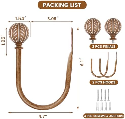 KAMANINA Wood Curtain Holdbacks 2pcs Big - Image 6