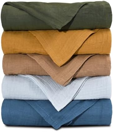Muslin Receiving Blankets 5 Pack, Soft Swaddle Wraps by LYRICHOMBABY