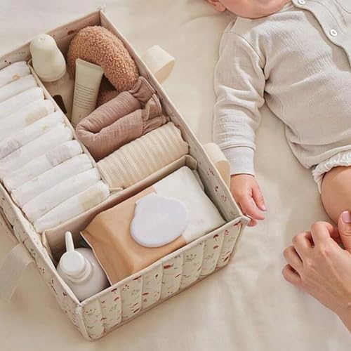 Quilted Fabric Storage Basket Floral Baby Diaper Caddy Quilted Basket - Image 3