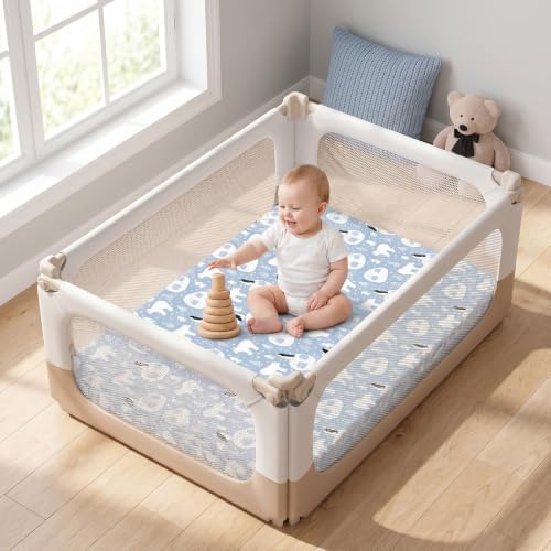 Pack N Play Sheets Fitted, Mini Crib Sheets, Breathable Soft Unisex Playard - Image 2