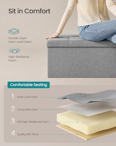 SONGMICS 43.3 Inches Folding Storage Ottoman Bench, Load 660 lb - Image 6