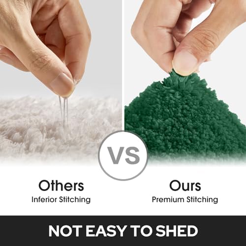HOMEIDEAS Bathroom Rugs Sets 2 Piece, Non Slip Bath Mat Dark Green - Image 6