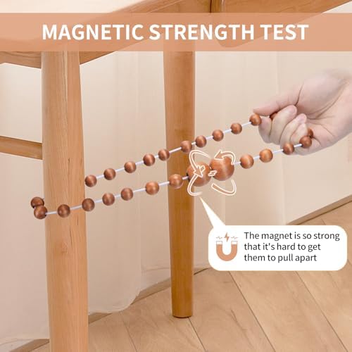 KLOGTSIND Magnetic Curtain Tiebacks, 4 Pack Wood Bead Curtain Holdbacks - Image 6