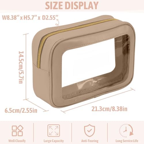 YOPCDJ 3PCS Clear Toiletry Bag, TSA Approved Travel Pouch - Image 3