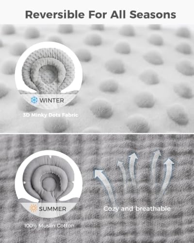 TinlyFinly Infant Car Seat Insert Muslin Cotton Reversible - Image 5