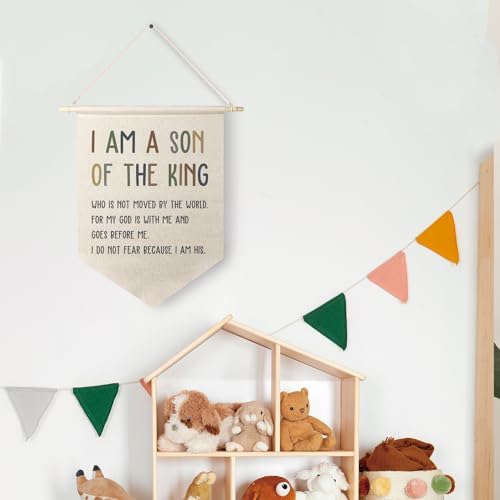 Qpenm I Am a Son of the King Hanging Wall Canvas Banner, Encourage Quote - Image 4
