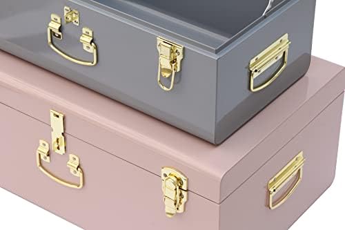 Vixdonos Decorative Metal Box Storage Trunks Set of 2 College Dorm Chest - Image 3