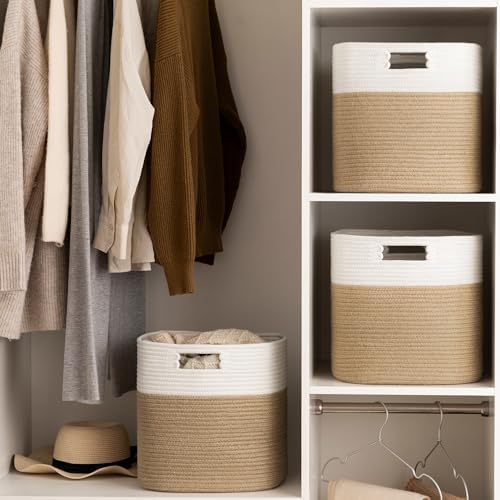 UBBCARE Set of 4 Storage Basket-13 X 13 X 13 in, Cotton Rope Basket - Image 7