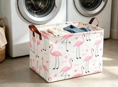 Flamingo Pink Basket Nursery Storage Basket Rectangular Cute Pattern Storage - Image 4