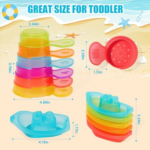 AMCHSURI 11 Pack Mold Free Bath Toys, Open Seamless Quick Dry Design, Stackable - Image 5