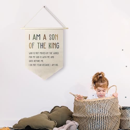 Qpenm I Am a Son of the King Hanging Wall Canvas Banner, Encourage Quote - Image 3