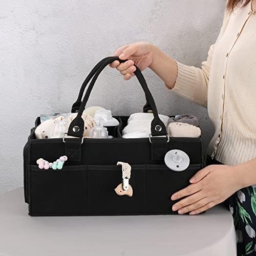 XUANGUO Large Baby Diaper Caddy Organizer, Felt Basket - Image 2