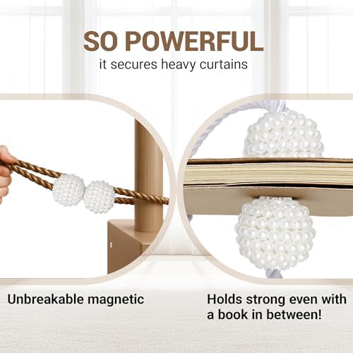 Hion Magnetic Curtain Tiebacks Dark Brown 2pcs, Curtain Holdbacks Hooks - Image 6