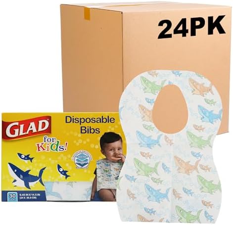 Glad for Kids Disposable Paper Bibs & Crumb Catcher, 30 Ct by GladTrashFoodStorage
