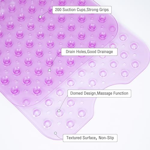 Extra Long Bathtub Mat Non Slip Bath Mat Purple 40"x16" Full - Image 4