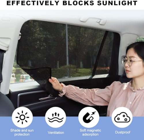 2PCS Car Window Shade, 18.9"×31.1" Magnetic Auto Rear Side Window Cling Sunshade - Image 6