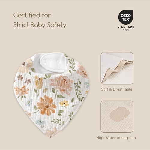 8 Pack Muslin Baby Bandana Bibs - Image 5