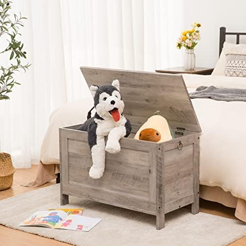 HOOBRO Toy Box, Retro Wooden Look Storage Chest - Image 2