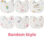 Zainpe 6Pcs Snap Muslin Cotton Baby Bibs Star Cat Rabbit Pattern Adjustable - Image 6