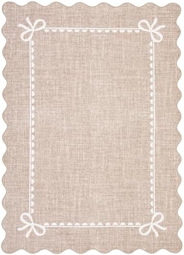 GarveeHome Scalloped Bow Rug 5x7 Washable Camel Rug - Image 5