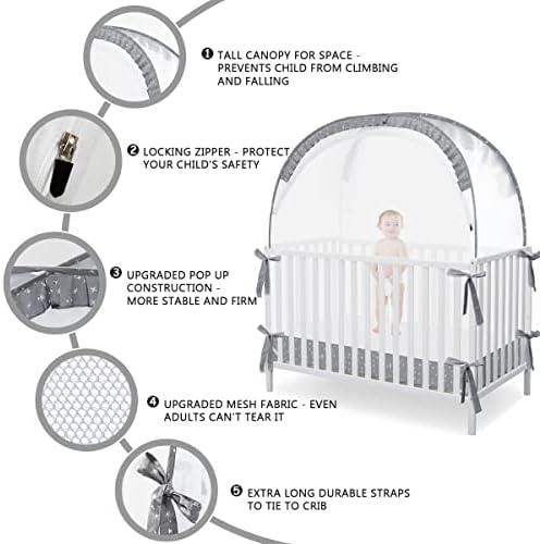 L RUNNZER Pop Up Baby Crib Tent, Crib Net Canopy to Keep Baby in, Crib Mosquito - Image 4