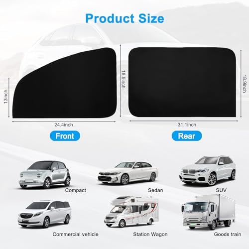Ovege Blackout Car Window Curtains 4pcs Magnetic Privacy - Image 6