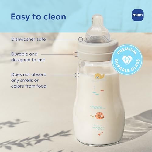 MAM 9oz Pure Glass Feel Good Anti-Colic 2+ Months Baby Bottle, 3 Pk - Image 2