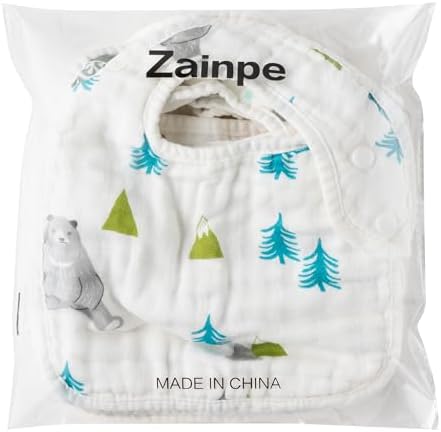 Zainpe 6Pcs Snap Muslin Cotton Baby Bibs Bear Fox Infants Drooling Bib Soft - Image 7