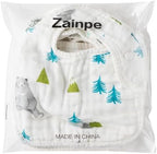 Zainpe 6Pcs Snap Muslin Cotton Baby Bibs Bear Fox Infants Drooling Bib Soft - Image 7