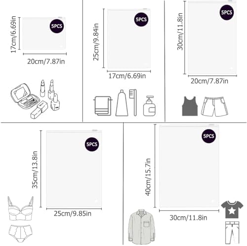 25 Pcs Plastic Travel Storage Bags, Reusable Ziplock Bags, Plastic Hospital Bag - Image 2