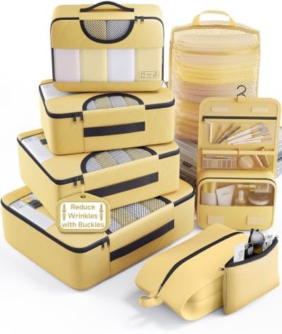 Veken 8 Set Packing Cubes for Travel Essentials, Anti-Wrinkle Buckled Suitcase by Veken