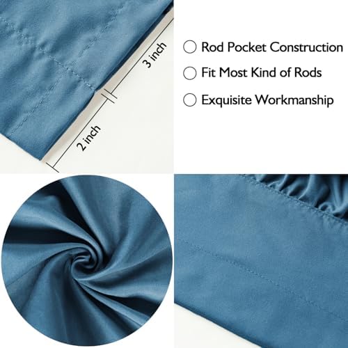 HIG 2 Pack Dusty Blue Ruffle Handcrafted Window Valances - Image 3
