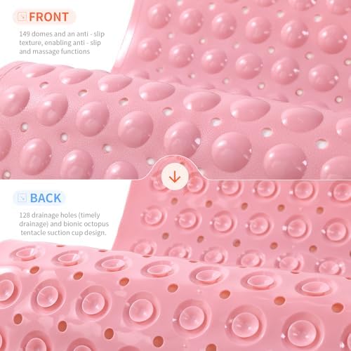 Anti-Slip Bathtub Shower Mat 28×15 Inch Opaque Pink - Image 3