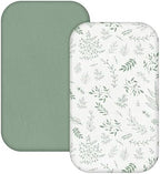 Muslin Bassinet Sheets 2 Pack, Soft Fitted Bedside Sleeper Sheet 33x20 Inch by LYRICHOMBABY