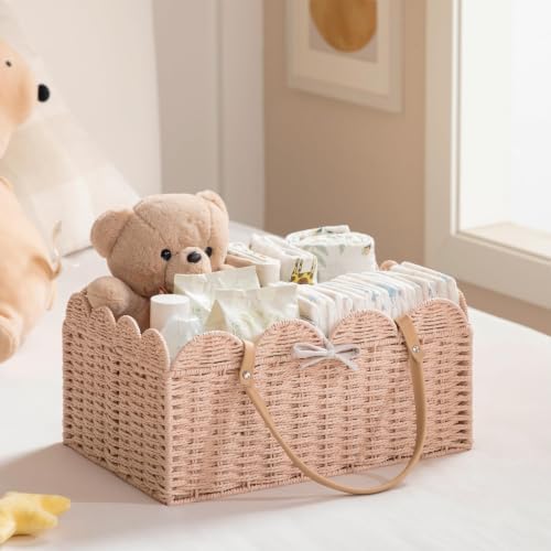 HBlife Baby Diaper Caddy, Paper Rope Storage Baskets Nursery Bin - Image 2