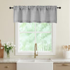 Valances for Windows, Light Filtering Faux Linen Textured Small Short Valance by WelvetBLK