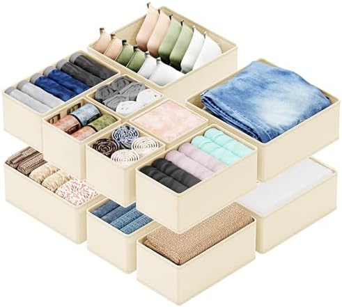 SpaceAid Drawer Organizer Clothes, 12 Pack Dresser Organizer Bins by SpaceAid