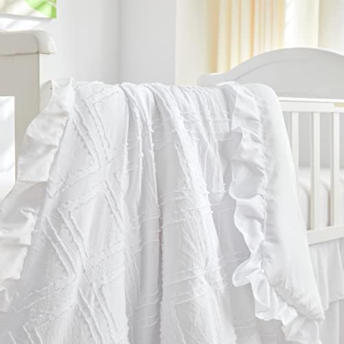 Tufted Ruffle Crib Bedding Set 3 Pieces Baby Boho Quilted Comforter - Image 6
