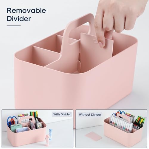 Multiuse Caddy Organizer with Handle, Portable Divided Plastic Tote Bin - Image 6