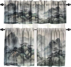 Forest Valance Curtain for Kitchen, Watercolor Japan China Style Nature by LOMADIA